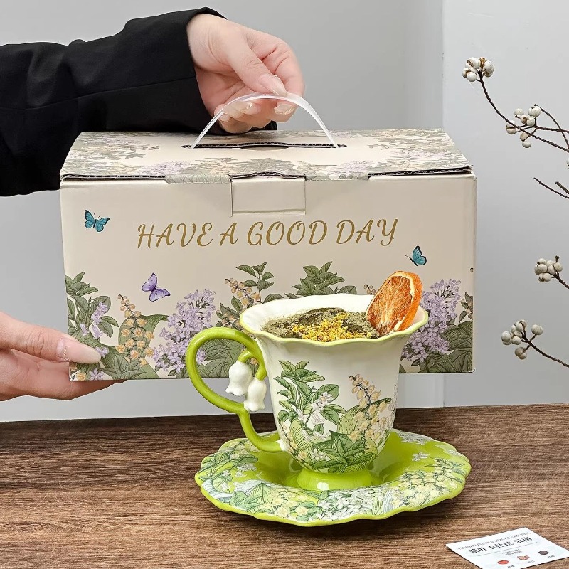 Xbloom Coffee Tea - Maiglöckchen-Blüten-Afternoon-Tea-Set - exquisite hochwertige Keramiktassen, Becher