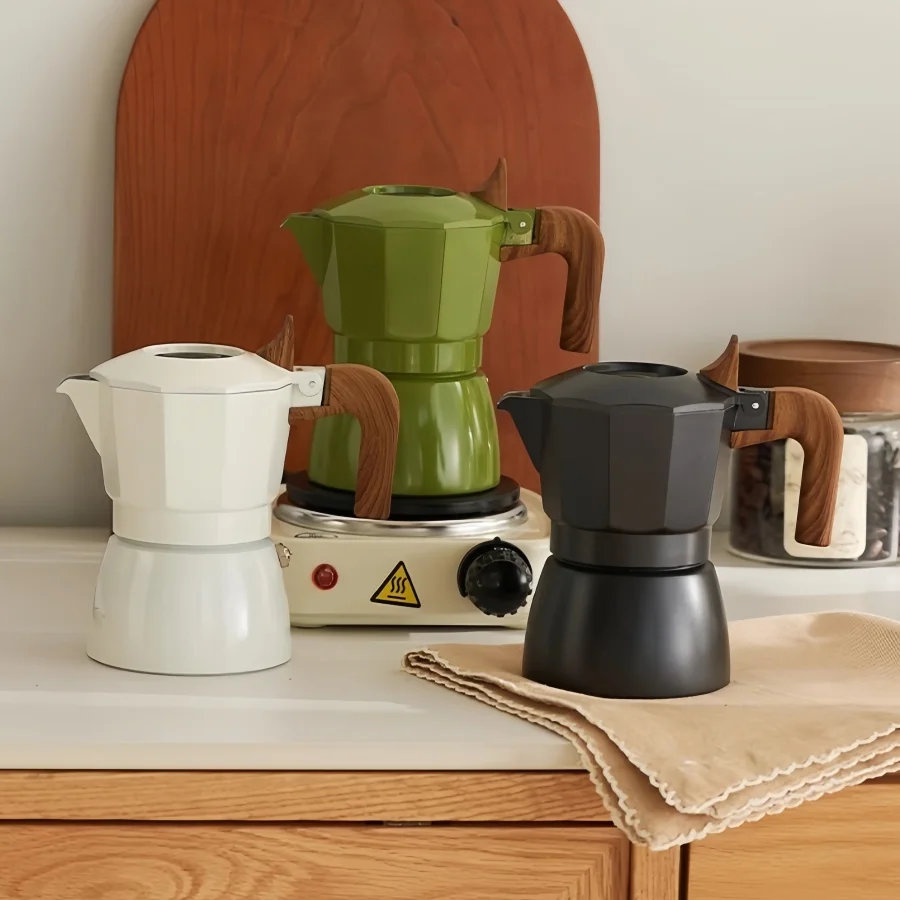 Moka Pot Stove - 100ml Doppelventil-Kaffeekanne Espresso-Extraktionskessel Moka-Kanne Outdoor-Brühgerät Hochtemperatur-Kaffeezubehör