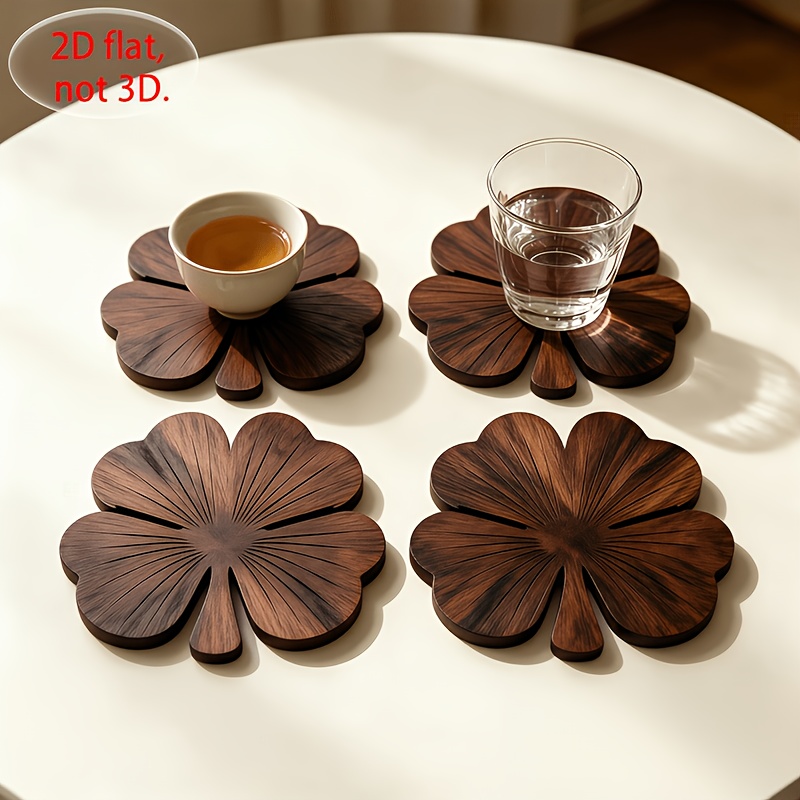 Coffee Tea And Sugar Set - 4-teiliges Set 2D flacher Holzuntersetzer in