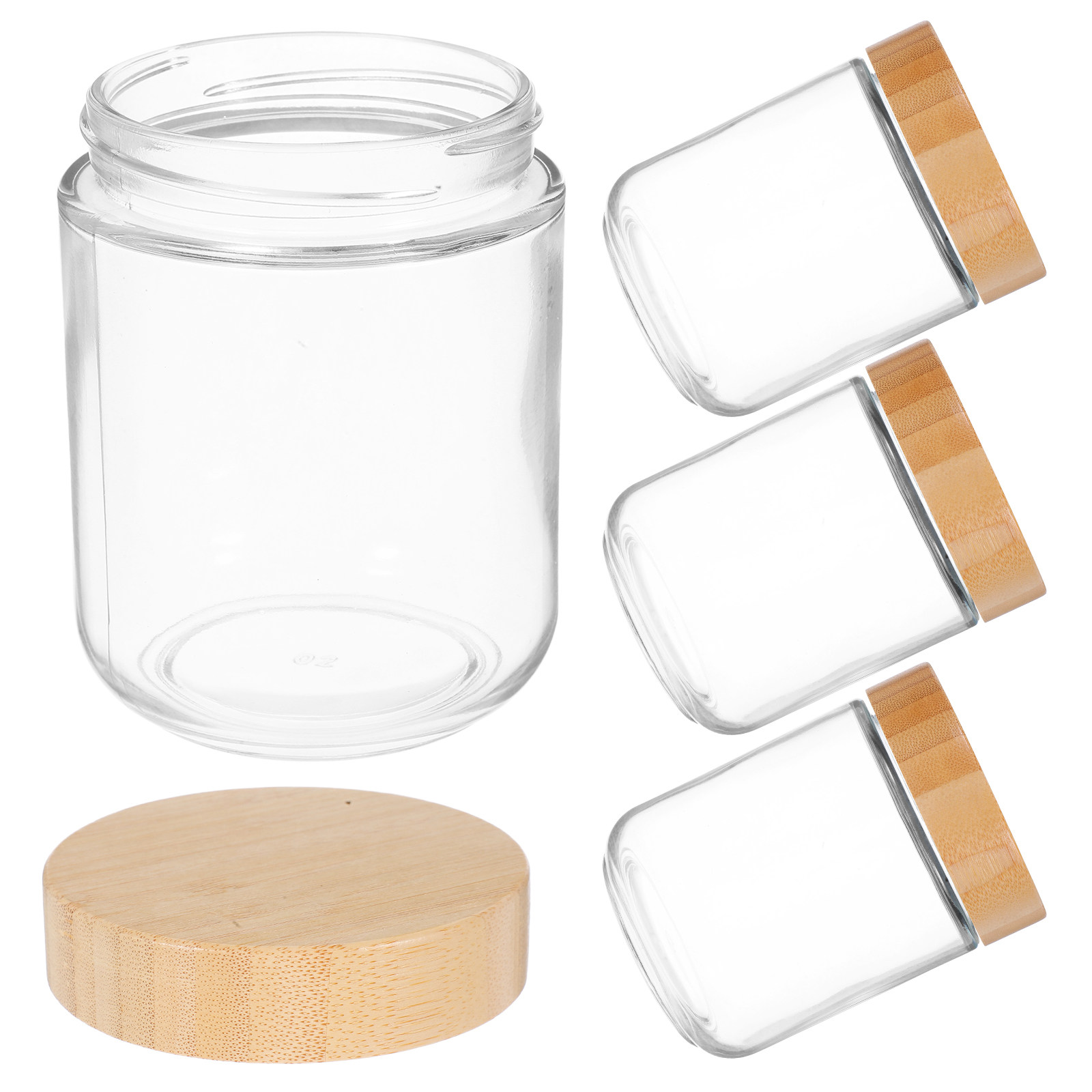 Coffee Tea Sugar - 4 Stück robuste Glasbehälter mit Bambusdeckeln,