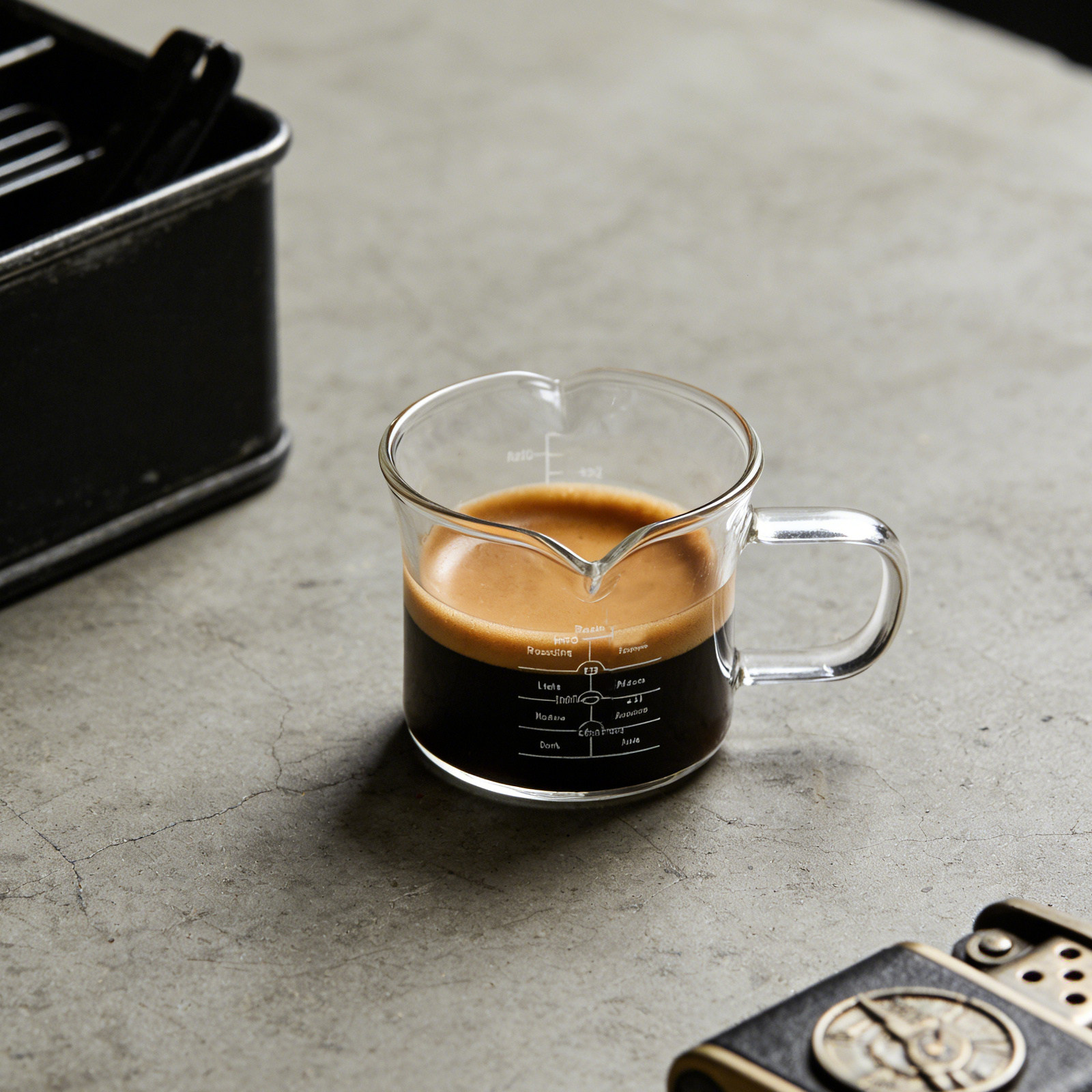 Coffee Tea With Milk - Doppeltrichter-Messbecher aus Glas, 100 ml, Kaffeekrämer-Karaffe